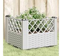 vidaXL Jardinière blanc avec piquets