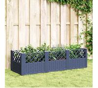 vidaXL Jardinière avec piquets 123,5×43,5×43,5 cm Gris PP