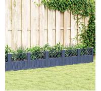 vidaXL Jardinière avec piquets bleu-gris 363,5x43,5x43,5 cm PP