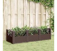 vidaXL Jardinière avec piquets de terre brun 123,5x43,5x43,5 cm PP