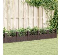 vidaXL Jardinière avec piquets de terre brun 363,5x43,5x43,5 cm PP