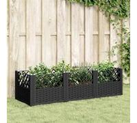 vidaXL Jardinière avec piquets noir 123,5x43,5x43,5 cm PP, bac à fleurs, support de jardinière, support de fleurs, bac à 368017