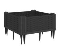 vidaXL Jardinière avec piquets 42,5x42,5x28,5 cm PP Noir