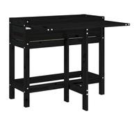 vidaXL Jardinière de jardin avec plateau rabattable Bois massif Noir