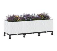 vidaXL Jardinière d'extérieur sur roulettes, blanche, 120 x 40 x 48 cm, en plastique PP