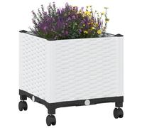 vidaXL Jardinière avec Roues Blanc 40 x 40 x 48 cm PP