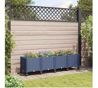 vidaXL Jardinière d'extérieur sur roulettes, bleu-gris, 160 x 40 x 48 cm, en polypropylène