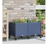 Jardinière sur roulettes vidaXL, bleu-gris, 80 x 40 x 48 cm, PP