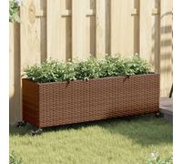 vidaXL Jardinière avec roulettes et 3 pots - Marron