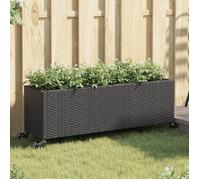 vidaXL Lit surélevé avec roulettes & 3 compartiments Noir 107x32x38cm Poly rotin