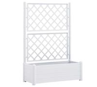 vidaXL Jardinière avec treillis – lit surélevé de jardin 100x43x142 cm PP Blanc