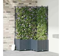 vidaXL Jardinière avec Treillis 3 pcs - Gris clair
