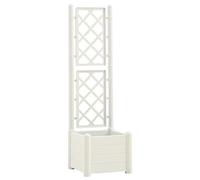 vidaXL Jardinière avec Treillis 43x43x142 cm PP Blanc