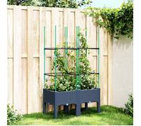 vidaXL Jardinière avec treillis – Bac à fleurs et pot à plantes pour jardin terrasse – Bleu gris