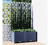 vidaXL Jardinière avec treillis gris foncé 80x40x136 cm PP