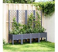 vidaXL Jardinière avec treillis 160x40x142 cm PP Bleu gris