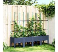 vidaXL Jardinière avec Treillis, Bac à Fleurs, Pot à Plantes, Boîte à Fleurs Jardin Terrasse Patio Extérieur, Bleu Gris 367961