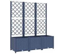 vidaXL Jardinière avec Treillis, Bac à Fleurs, Pot à Plantes, Boîte à Fleurs Jardin Terrasse Patio Extérieur, Bleu Gris 120x40x136 cm PP