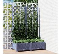 vidaXL Jardinière avec Treillis, Bac à Fleurs, Pot à Plantes, Boîte à Fleurs Jardin Terrasse Patio Extérieur, Bleu Gris 318250