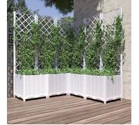 vidaXL Jardinière avec treillis Blanc 120x120x136 cm PP 153288