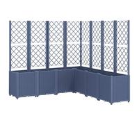 vidaXL Jardinière avec treillis - Bac à fleurs 160x160x140 cm Bleu gris (PP)