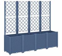 vidaXL Jardinière avec treillis bac à fleurs 160x40x140 cm bleu gris PP pour jardin terrasse patio