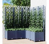 vidaXL Jardinière avec treillis - Bleu gris
