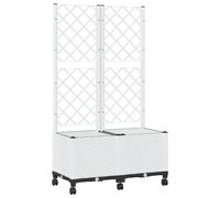 vidaXL Jardinière avec treillis et roulettes, blanche, 80 x 40 x 146 cm, en polypropylène
