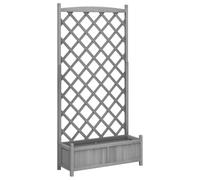 vidaXL Jardinière avec Treillis Gris 90x35x180 cm Bois Massif de Sapin
