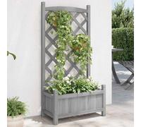 Jardinière avec treillis gris bois massif de sapin 365486