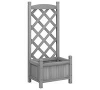 vidaXL Jardinière avec treillis en bois massif de sapin Gris 40x30x90 cm (365483)