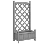 vidaXL Jardinière avec treillis 365486 – Lit surélevé, bac à fleurs en bois massif de sapin gris