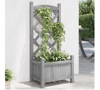 vidaXL Jardinière avec treillis en bois massif de sapin Gris 40x30x90 cm (365483)