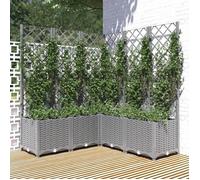 vidaXL Jardinière avec treillis gris clair 120x120x136cm polypropylène 153278