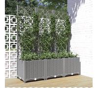 vidaXL Jardinière avec treillis Gris clair 120x40x136 cm PP 153274