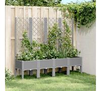 Vidaxl Jardinière Avec Treillis Gris Clair 160x40x142 Cm Pp
