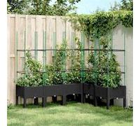 vidaXL Jardinie`re avec treillis noir 160x120x142,5 cm