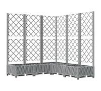 vidaXL Jardinière avec Treillis, Lit Surélevé, Bac à Fleurs, Pot de Plantes, Boîte à Fleurs Jardin Patio Terrasse, Gris Clair 120x120x121,5 cm PP