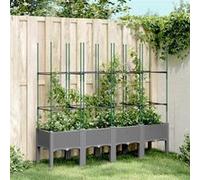 vidaXL Jardinière avec Treillis, Lit Surélevé, Bac à Fleurs, Pot de Plantes, Boîte à Fleurs Jardin Patio Terrasse Extérieur, 367962
