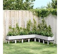 vidaXL Jardinière avec Treillis, Lit Surélevé, Bac à Fleurs, Pot de Plantes, Boîte à Fleurs Jardin Patio Terrasse Extérieur, 367944 Beige G