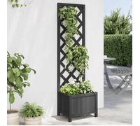 vidaXL Jardinière avec treillis - Lit surélevé en bois massif de sapin, Noir