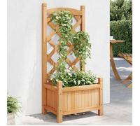 vidaXL Jardinière avec Treillis, Bac à Fleurs de Patio, Boîte de Plantation d'Extérieur pour Légumes Herbes, Marron Bois Massif de Sapin