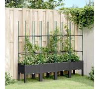 Vidaxl Jardinière Avec Treillis Noir 160x40x142,5 Cm Pp