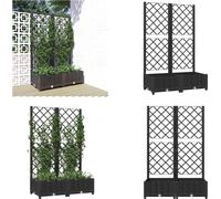 vidaXL Jardinière avec treillis Noir 80x40x121,5 cm PP - Jardinière - Jardinières Pour Le Jardin - Jardinière Avec Treillis - Jardinière Haute