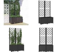 vidaXL Jardinière avec treillis Noir 80x40x136 cm PP - Jardinière - Jardinière Pour Le Jardin - Jardinière Avec Treillis - Jardinière Haute