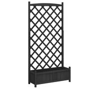 vidaXL Jardinière avec Treillis Noir 90x35x180 cm Bois Massif de Sapin