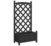 vidaXL Jardinière avec treillis – Bois massif de sapin Noir 365487