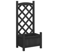 vidaXL Jardinière avec Treillis Noir Bois Massif de Sapin