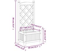 vidaXL Jardinière avec treillis noir bois massif de sapin 365484