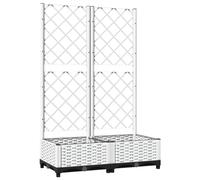 vidaXL Jardinière avec Treillis, Pot de Fleurs, Lit Surélevé de Jardin, Boîte de Plantation, Bac à Plante Patio Extérieur, Blanc 80x40x121,5 cm PP